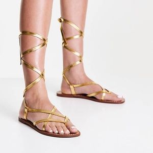 GOLD Wrap BOHO SANDALS  Size US 9